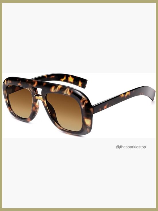 Retro Oversized Aviator Sunglasses, Plastic Frame, UV400 Protection main image 4